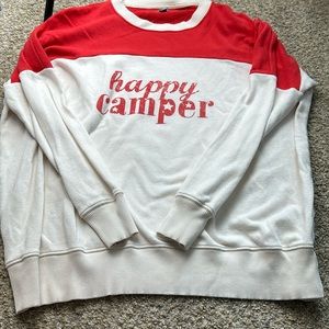 Aerie Red and White Happy Camper Sweater